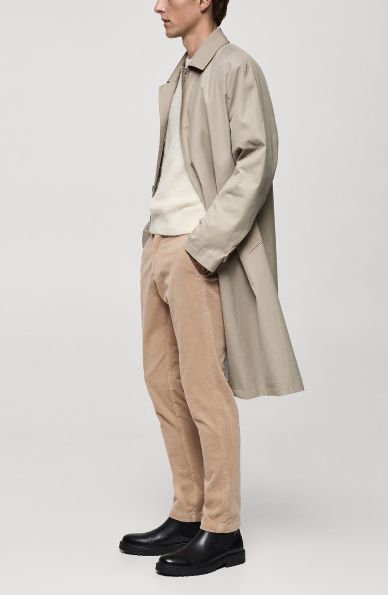 MANGO Slim Fit Straight Leg Corduroy Pants, Alternate, color, Beige