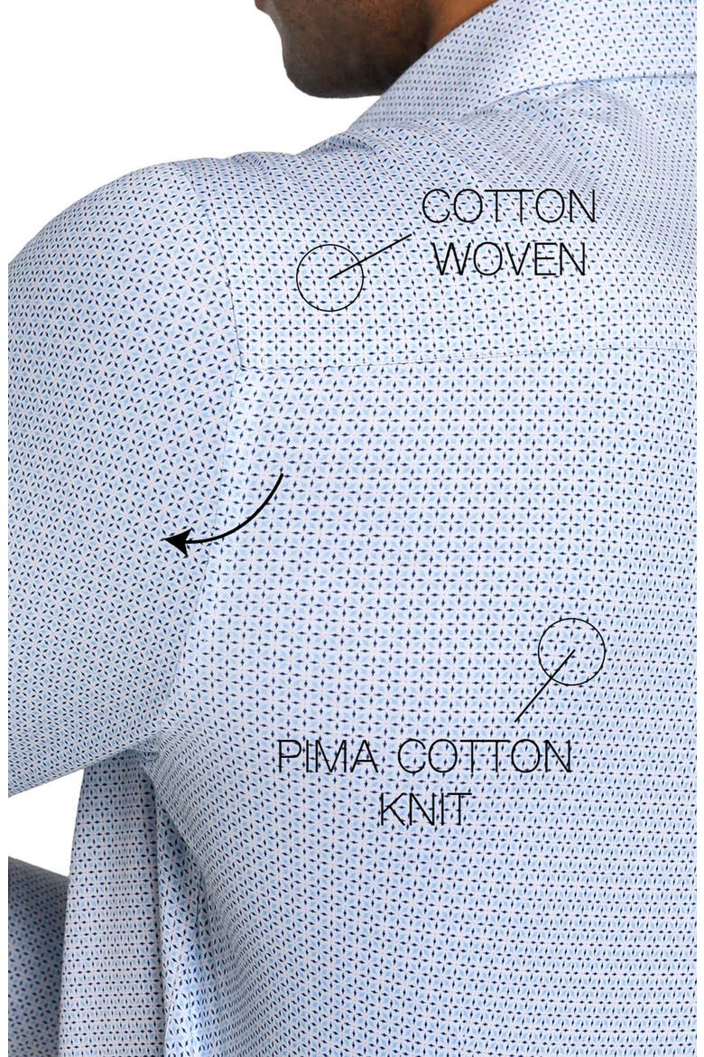 Slim Fit Abstract Cross Reworked Button-Up Shirt, Alternate, color, WHITE/ BLUE