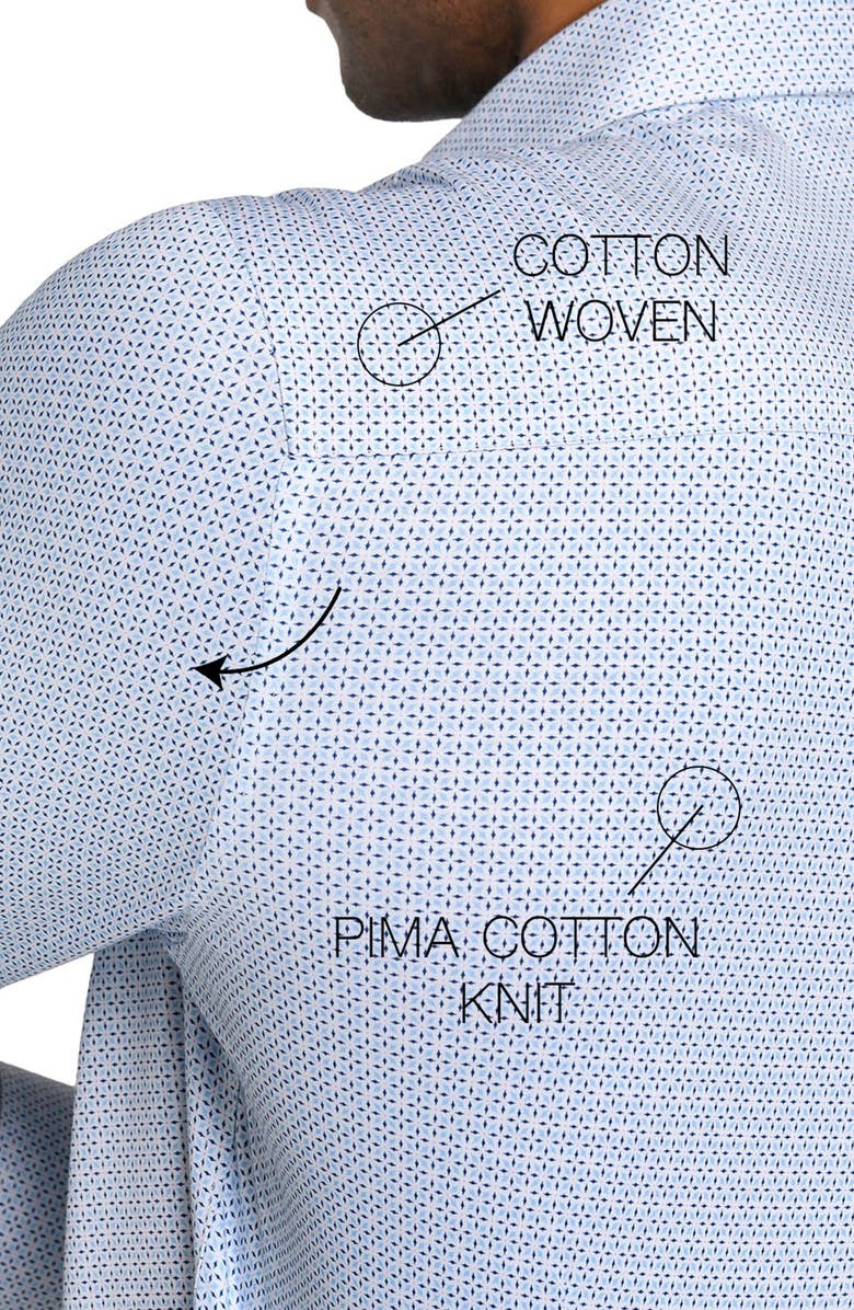 W.R.K Slim Fit Abstract Cross Reworked Button-Up Shirt, Alternate, color, White/ Blue