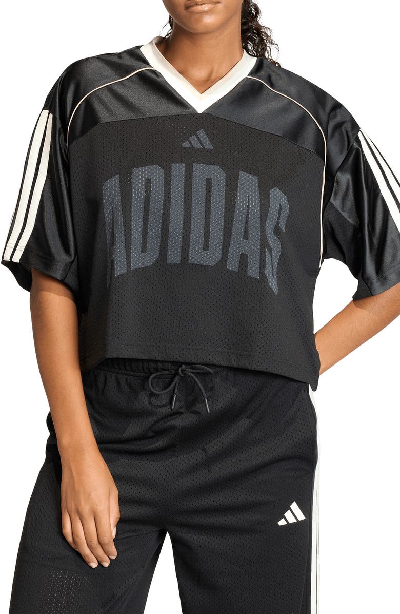 adidas Stadium Mesh T-Shirt, Main, color, Black/Crystal Linen/Off White
