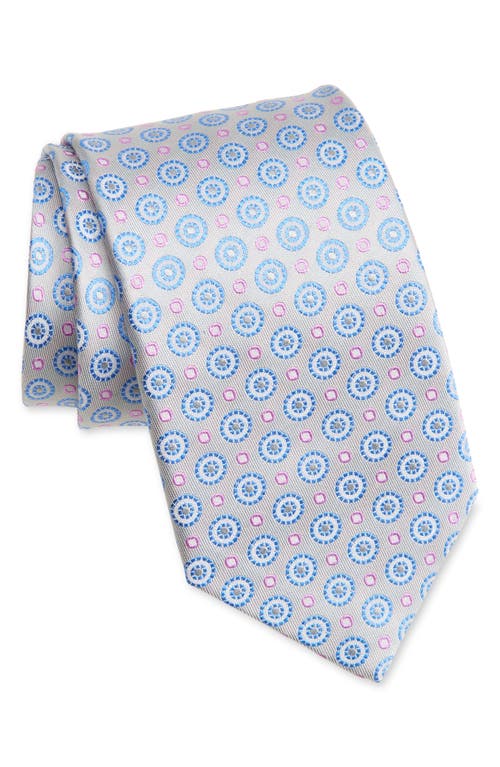 David Donahue Neat Silk Tie In Pearl