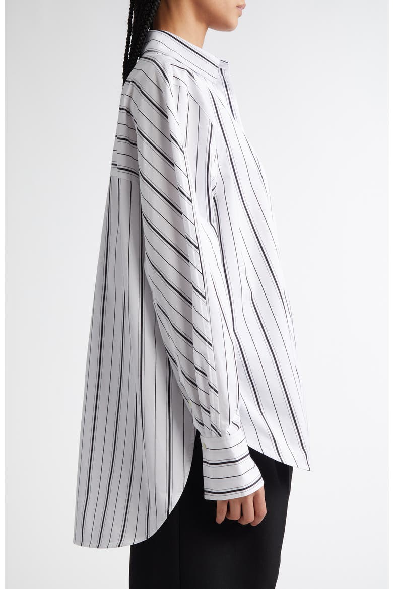 Oversize Stripe Organic Cotton Poplin Button-Up Shirt, Alternate, color, WHITE/ BLACK