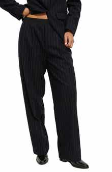 Primrose Pinstripe Pleated Wool Pull-On Trousers