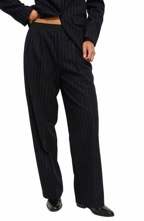 Primrose Pinstripe Pleated Wool Pull-On Trousers