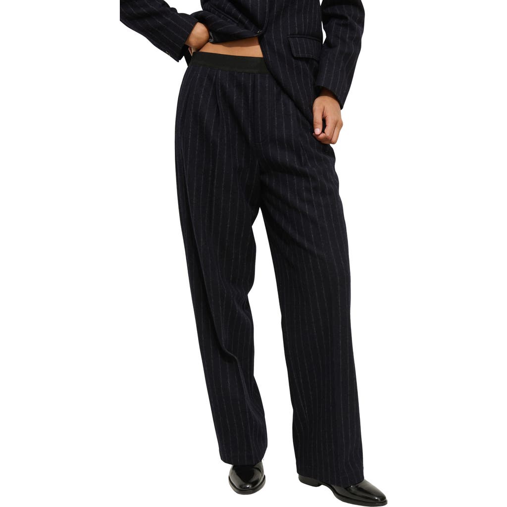 Alex Mill Primrose Pinstripe Pleated Wool Pull-on Trousers In Multi