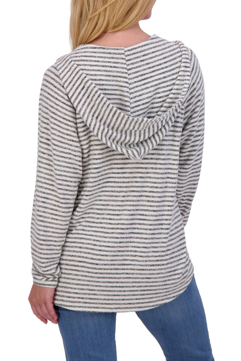 Stripe V-Neck Hoodie, Alternate, color, GREY STRIPE