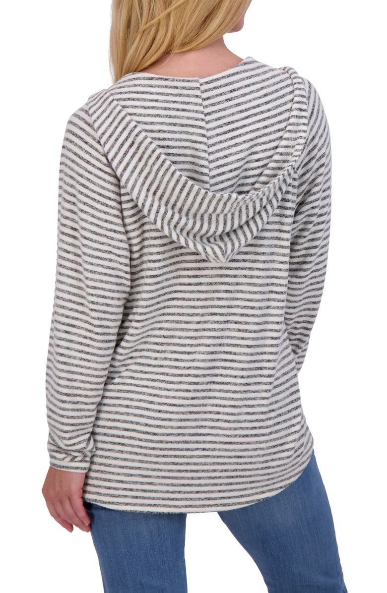 Lucky Brand Stripe V-Neck Hoodie, Alternate, color, Grey Stripe