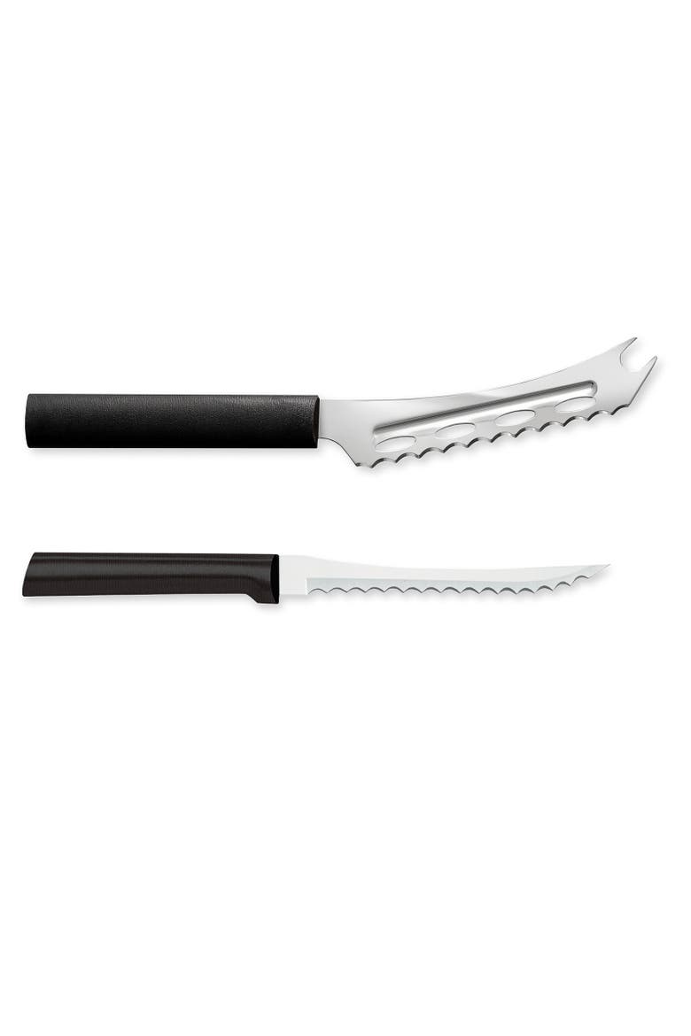 Cutlery 5.25-Inch Cheese Knife & 5-Inch Tomato Slicer, Stainless Steel Serrated Blades, Main, color, Black