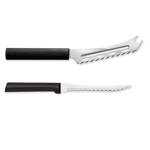 Cutlery 5.25-Inch Cheese Knife & 5-Inch Tomato Slicer, Stainless Steel Serrated Blades