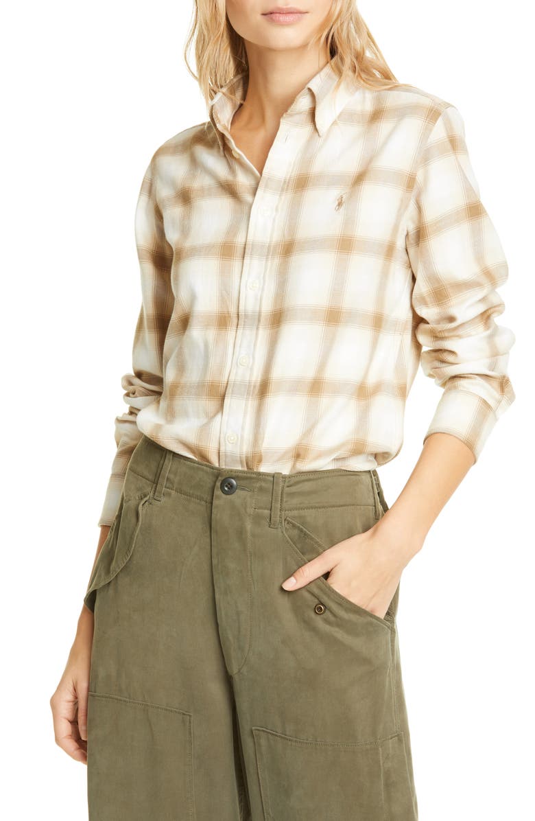Polo Ralph Lauren Georgia Plaid Flannel Button-Down Shirt, Main, color, 