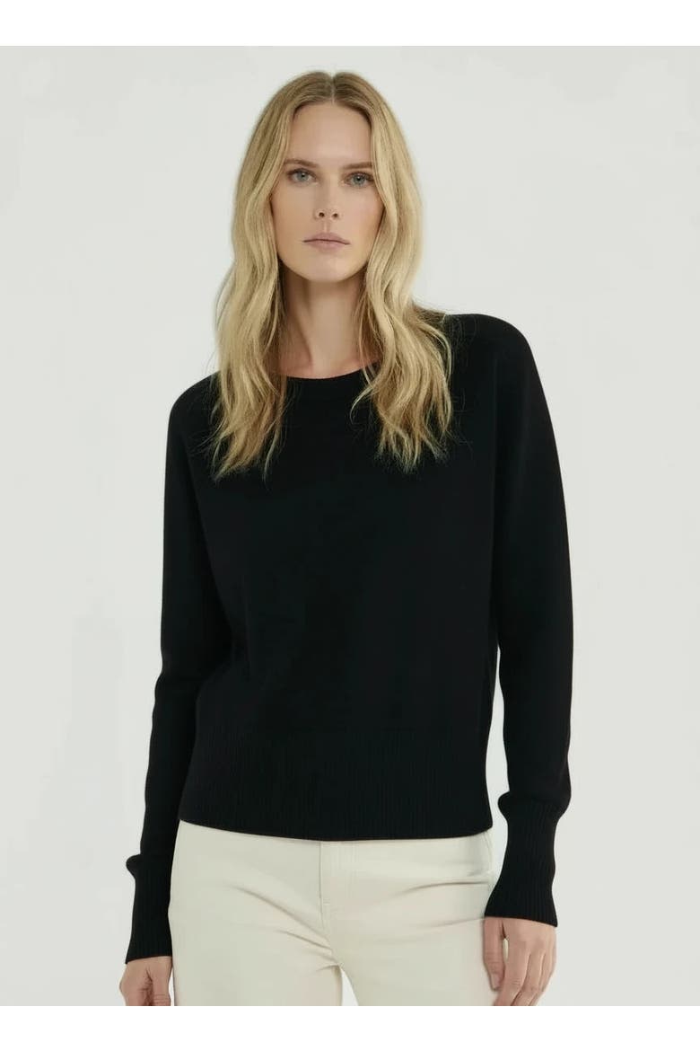 Cashmere Long Sleeve Pullover Crewneck, Main, color, NOIR