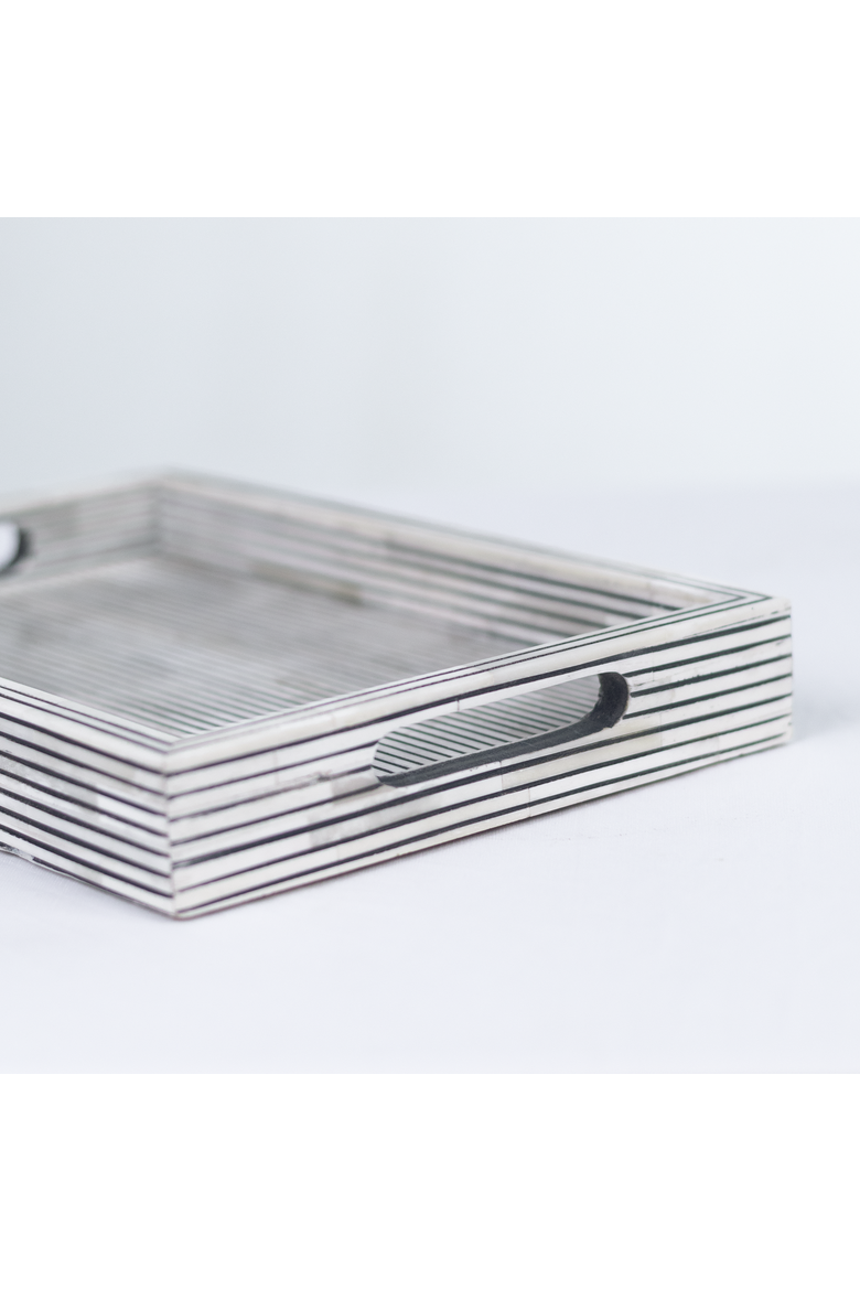 Pinstripe Inlay Tray & Coasters Gift Box Set, Alternate, color, Black/Grey Pinstripe