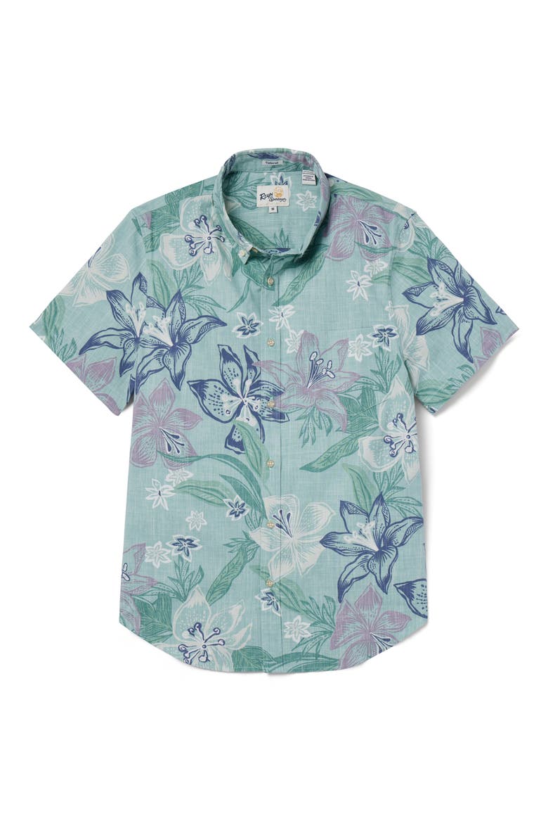 Stargazer Tailored Fit Short Sleeve Button-Down Shirt, Main, color, SEA FOAM