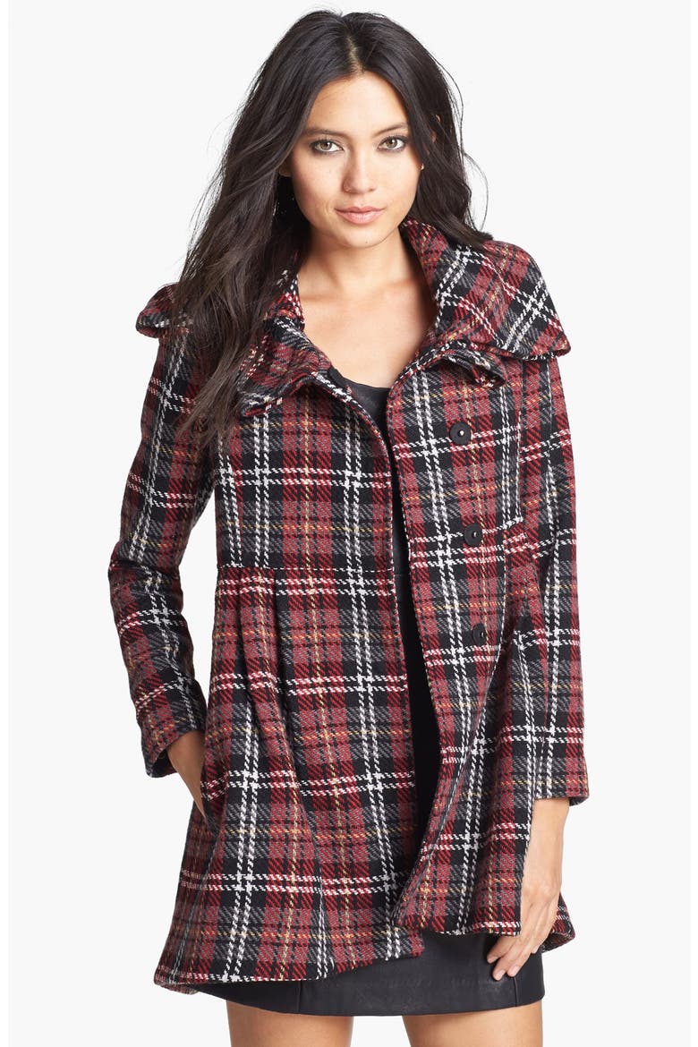 Plaid Babydoll Coat, Main, color, PLAID MULTI