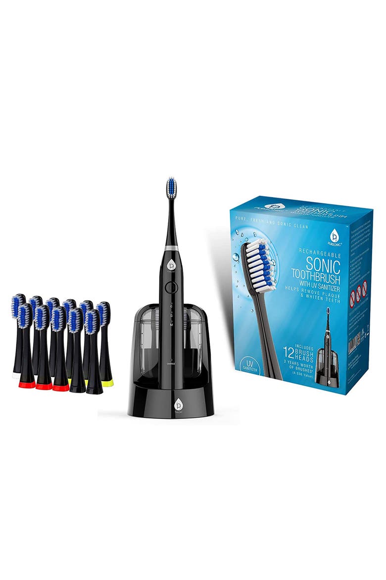 Sonic Smart Series Rechargeable Toothbrush with UV Sanitizing Function, Alternate, color, BLACK