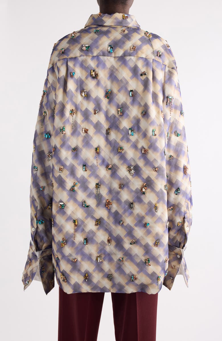 Dries Van Noten Cartan Crystal Embellished Oversize Shirt, Alternate, color, Blue
