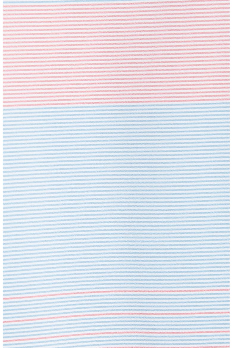 Leeward Trim Fit Stripe Short Sleeve Button-Up Performance Shirt, Alternate, color, BLUE RED STRIPE