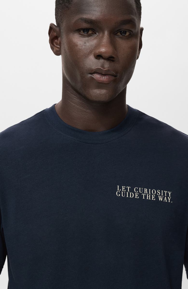 MANGO Cotton Graphic T-Shirt, Alternate, color, Indigo Blue