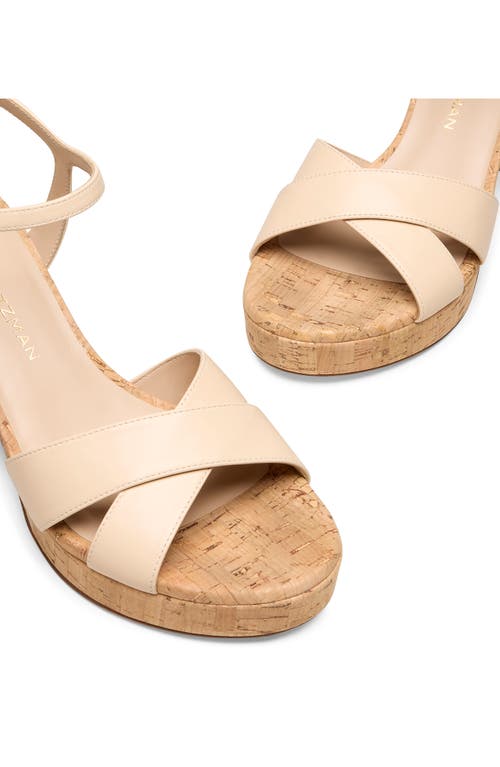 Stuart Weitzman Dayna Leather Crisscross Platform Sandals In Barely Beige