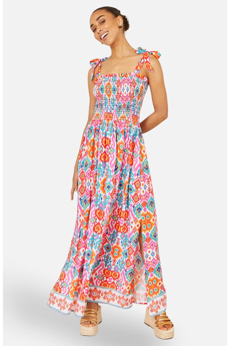 Ikat Print Maxi Sun Dress, Alternate, color, Multi