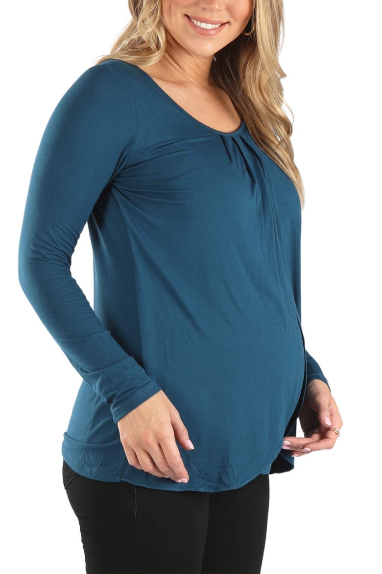 Petal Front Maternity/Nursing Top, Alternate, color, TEAL