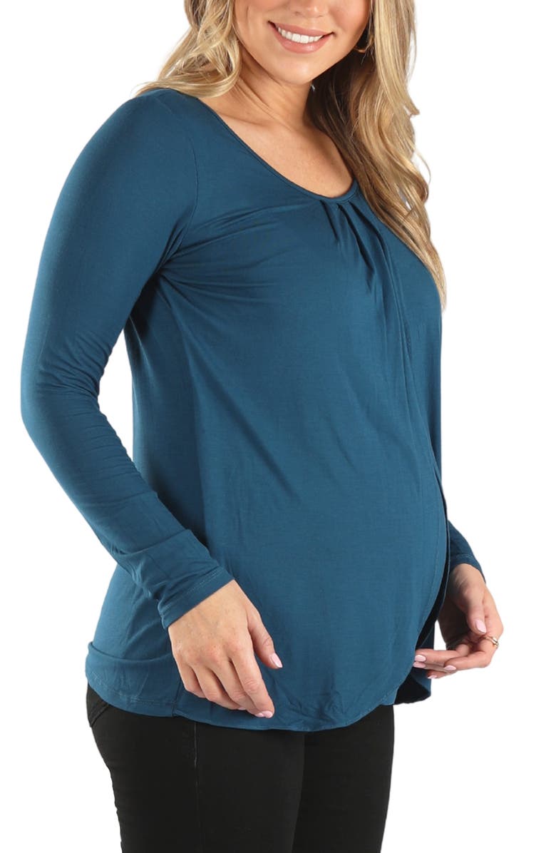 Angel Maternity Petal Front Maternity/Nursing Top, Alternate, color, Teal