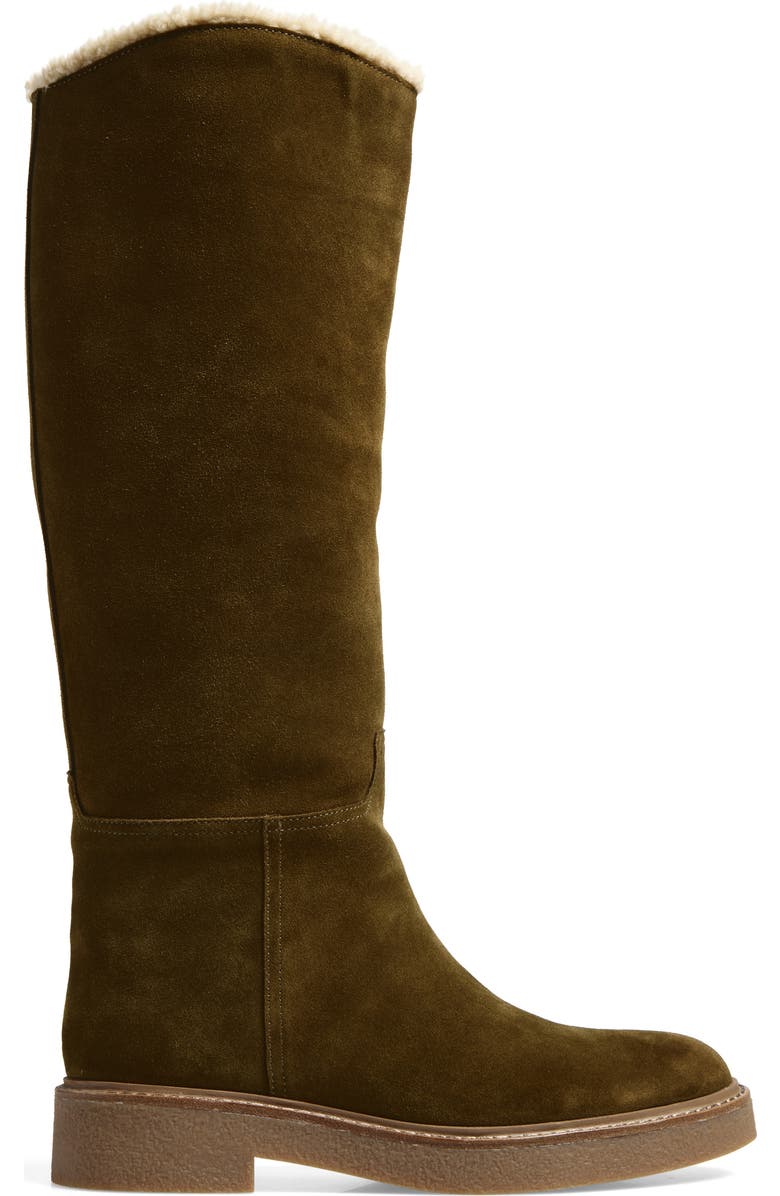 Jeffrey Campbell Zabini Faux Shearling Lined Knee High Boot, Alternate, color, Khaki Suede Combo