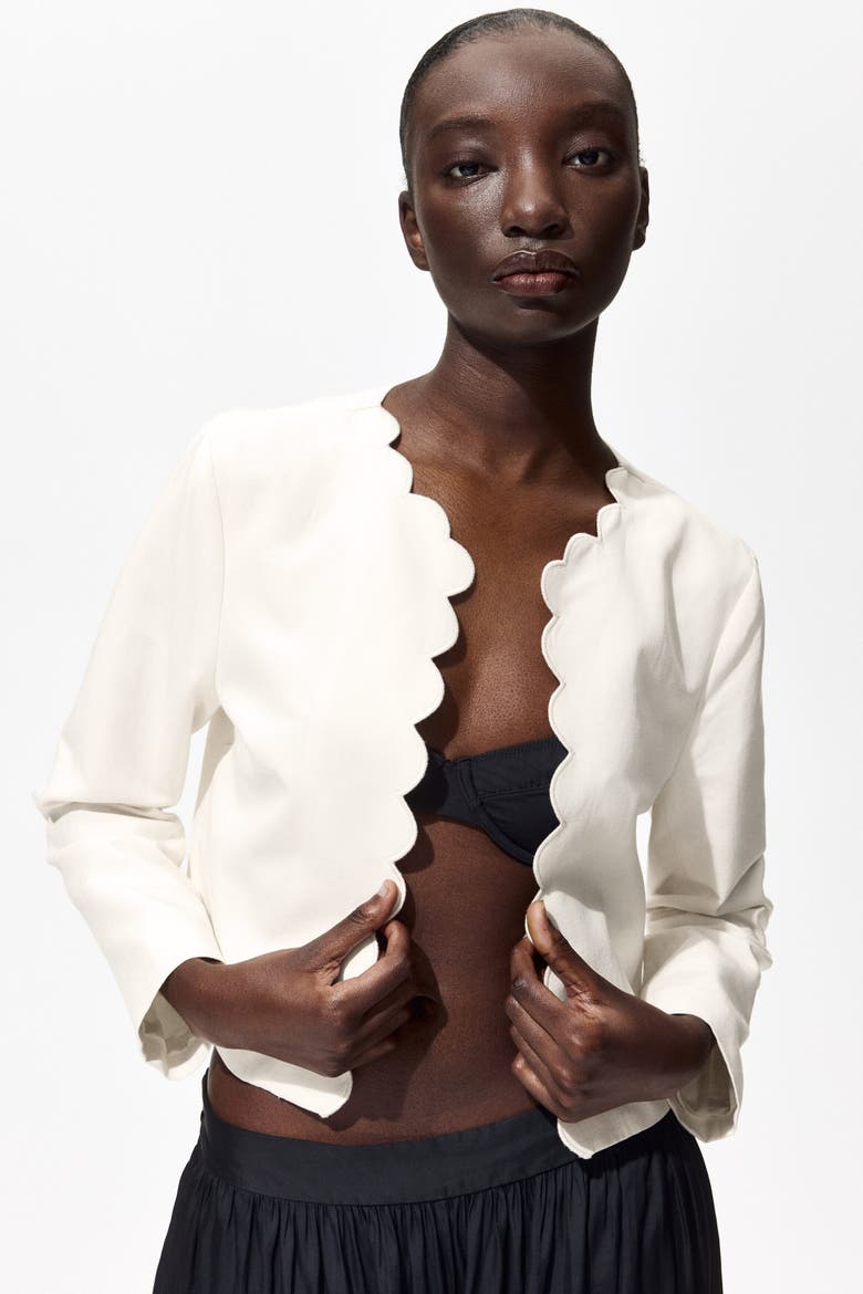 Scalloped-edge Jacket, Alternate, color, Cream