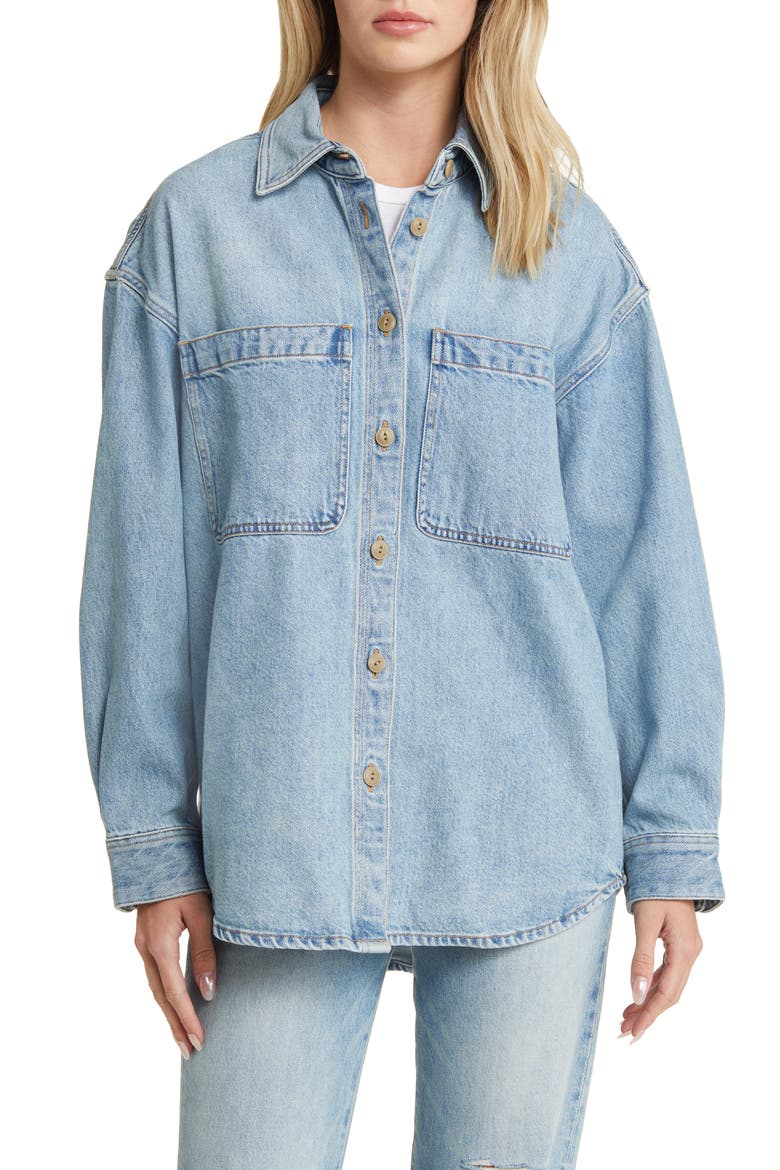 Heavyweight Denim Oversize Button-Up Shirt, Alternate, color, DERUSSEY WASH
