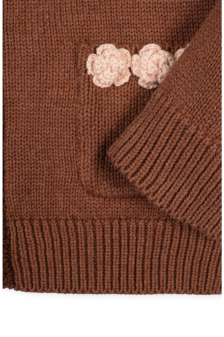 Kids' Organic Rosette Pocket Cardigan Sweater, Alternate, color, Cinnamon Heather