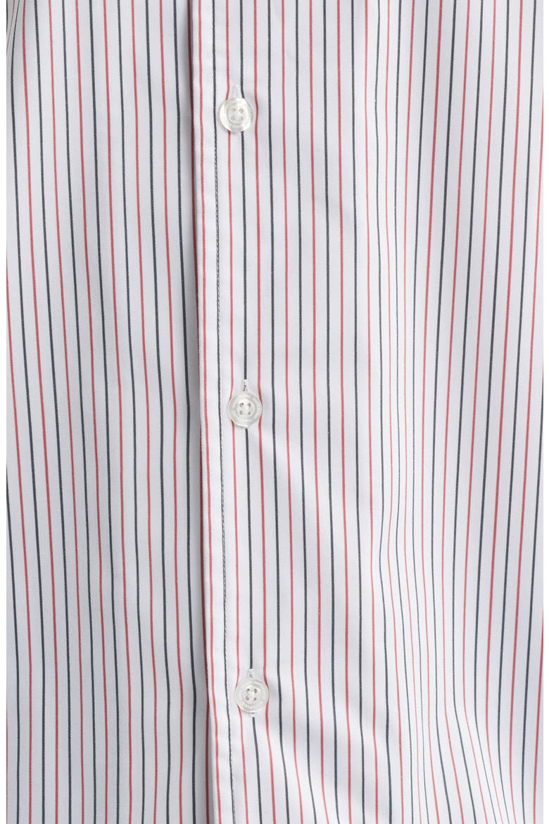 Santo Stripe Short Sleeve Cotton Button-Up Shirt, Alternate, color, WHITE BLACK RED