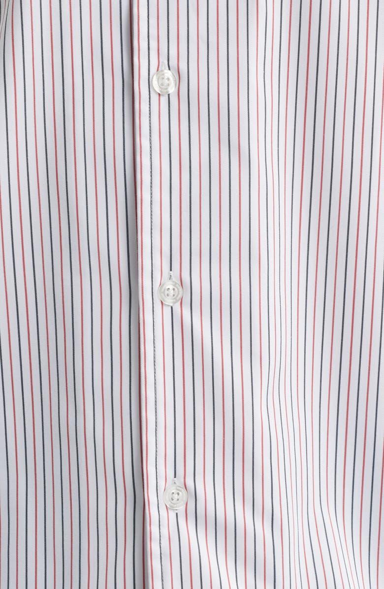 SANTO STUDIO Santo Stripe Short Sleeve Cotton Button-Up Shirt, Alternate, color, White Black Red