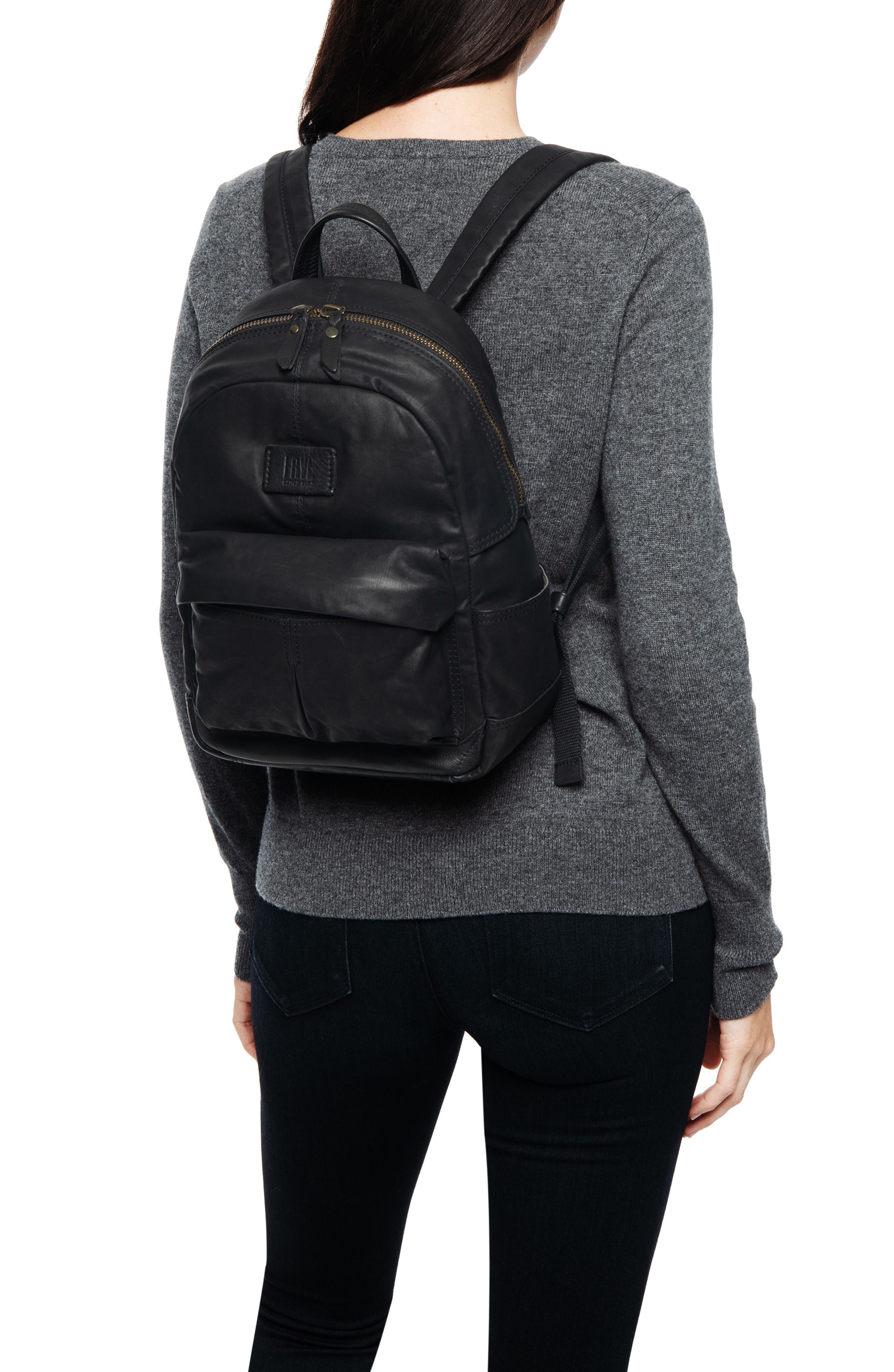 Frye Small Scout Canvas & Leather Backpack, Alternate, color, 