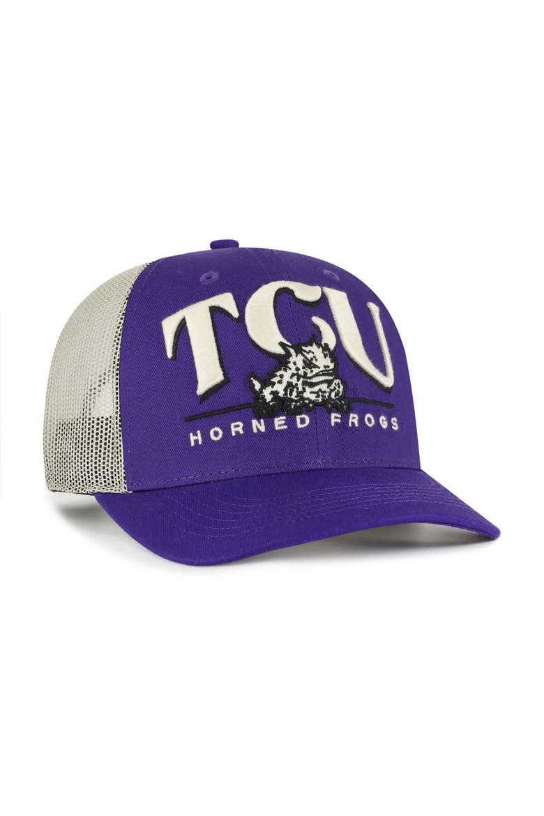Men's '47 Purple TCU Horned Frogs Arid Adjustable Trucker Hat, Alternate, color, Purple