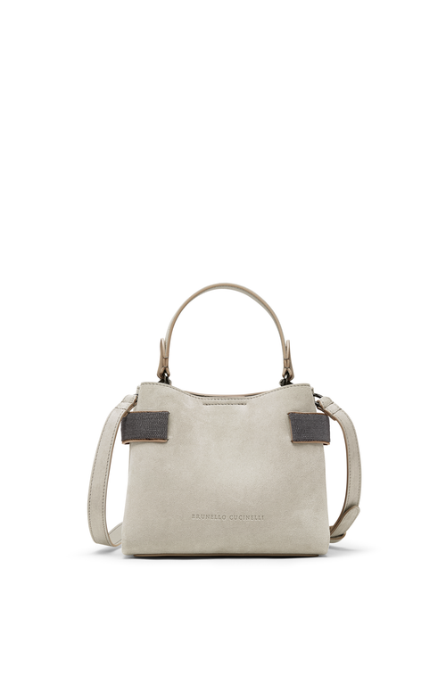 Brunello Cucinelli Small Suede Essence Top-handle Bag In Taupe