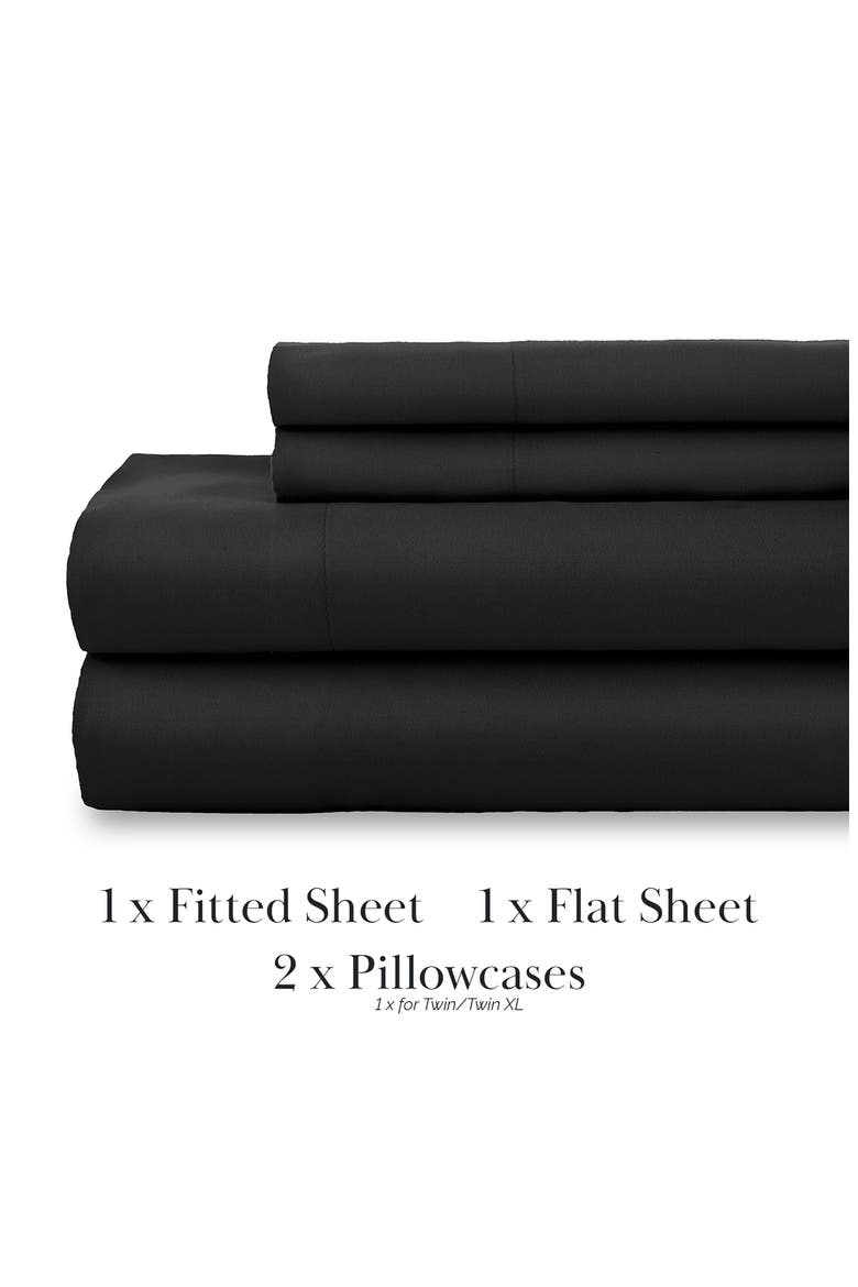 Classic Soft & Comfortable Brushed Microfiber Sheet Set, Alternate, color, BLACK