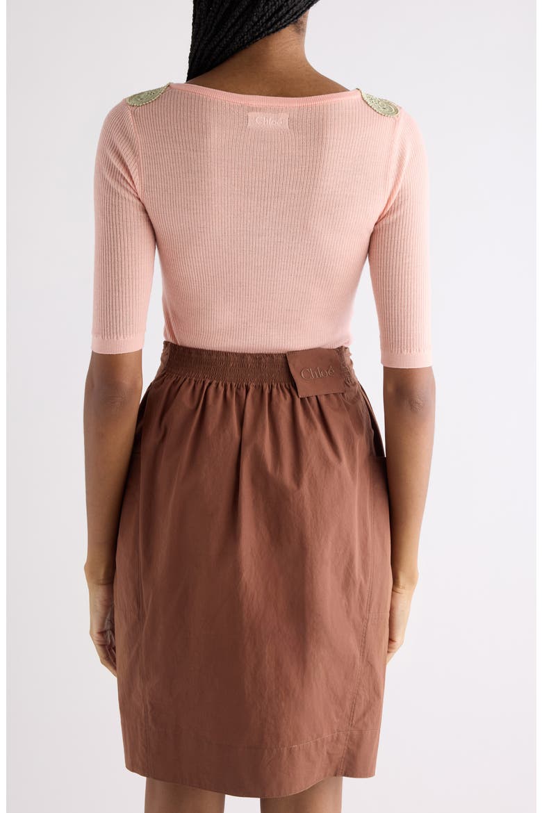 Lace Trim Rib Wool Sweater, Alternate, color, TENDER PINK
