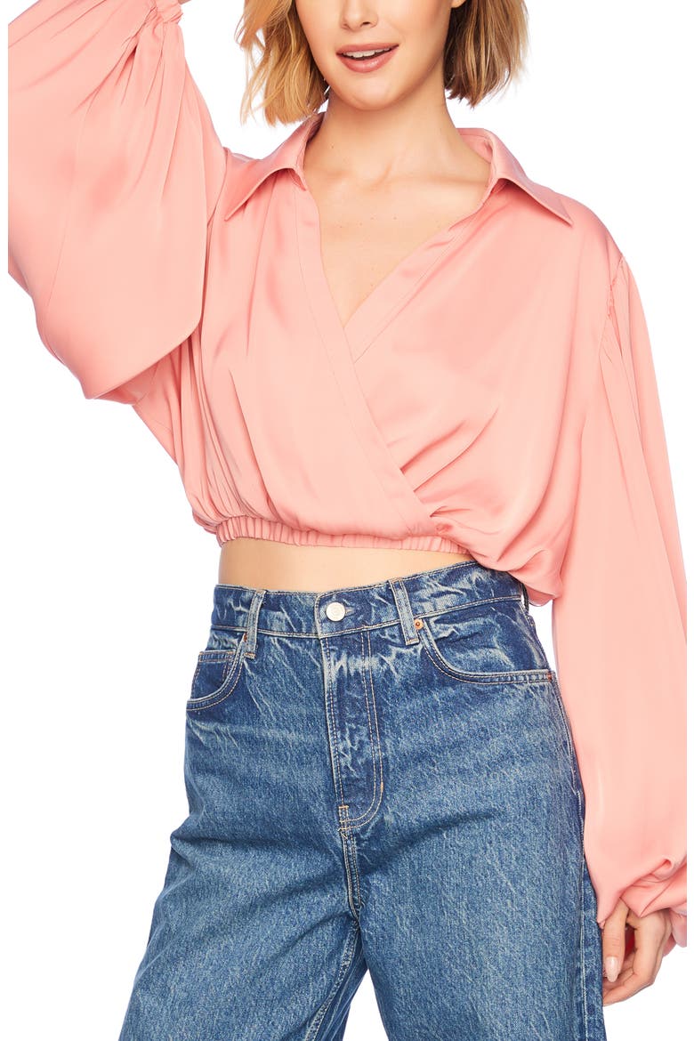 Matte Satin Poet Top, Main, color, HAMPTONS