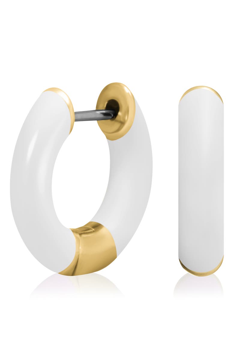 ES JEWELRY Tubular Enamel Hoop Earrings, Alternate, color, White