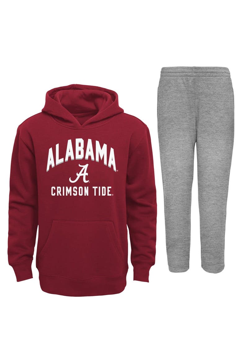Infant Crimson/Gray Alabama Crimson Tide Play-By-Play Pullover Fleece Hoodie & Pants Set, Main, color, Crimson