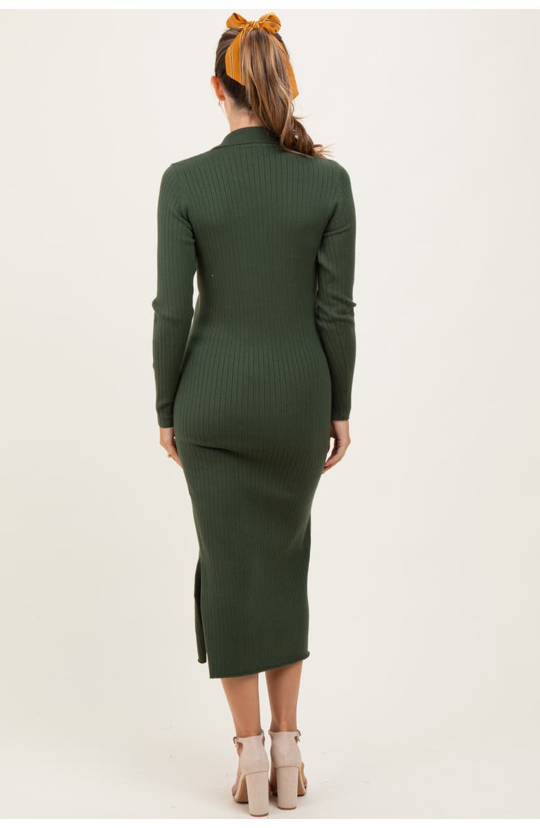 PinkBlush Ribbed Knit Maternity Polo Dress, Alternate, color, 