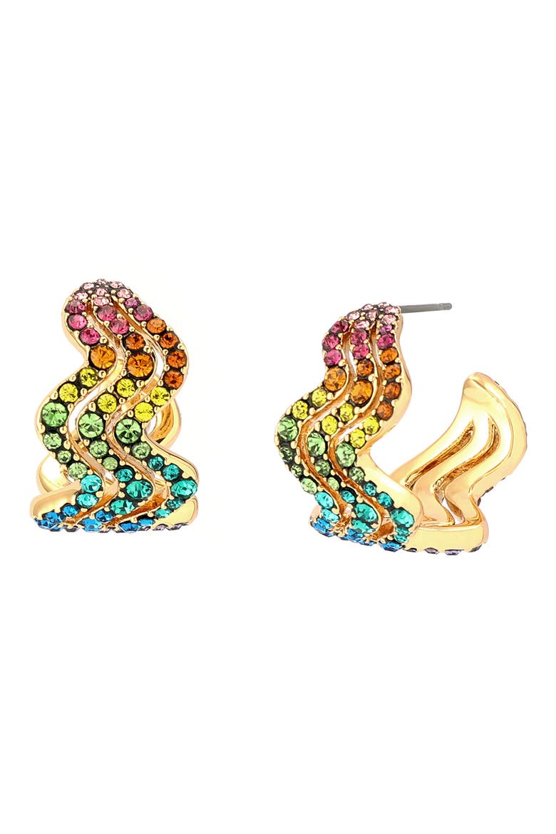 Rainbow Wave Small Hoop Earrings, Main, color, MULTI