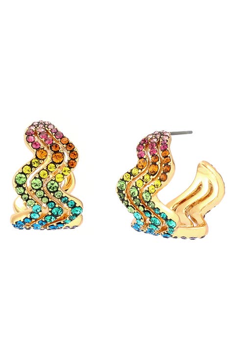 Rainbow Wave Small Hoop Earrings