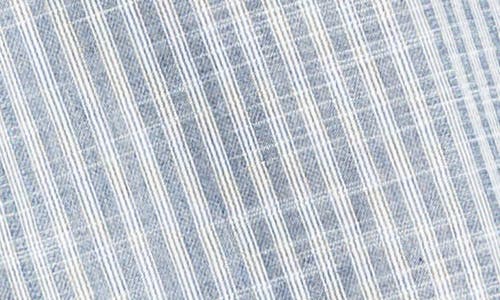 Max Studio Stripe Tie Front Cotton Blend Dress In Navy/white Tartan Stripe