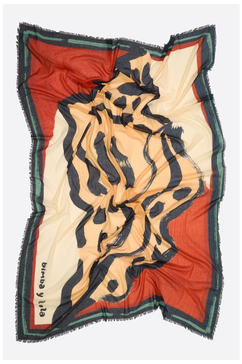 Washed Cotton Seashell Sarong, Alternate, color, RED