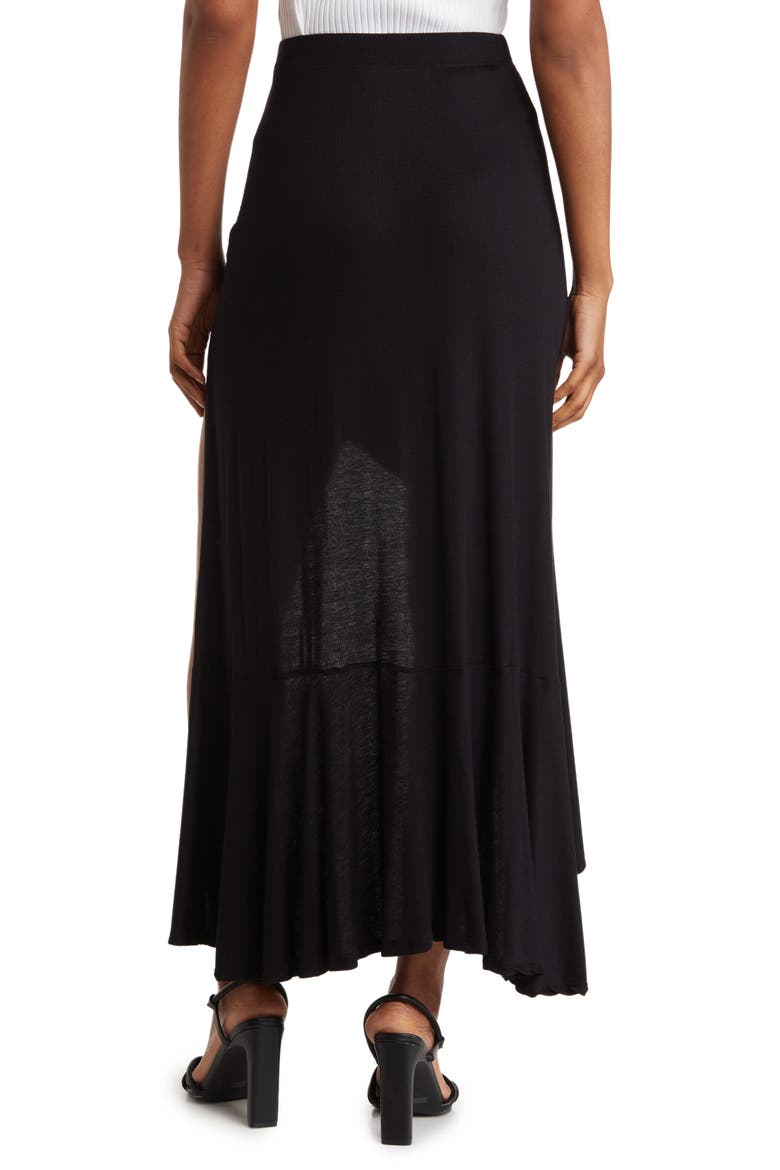 Ruffle Side High-Low Skirt, Alternate, color, BLACK