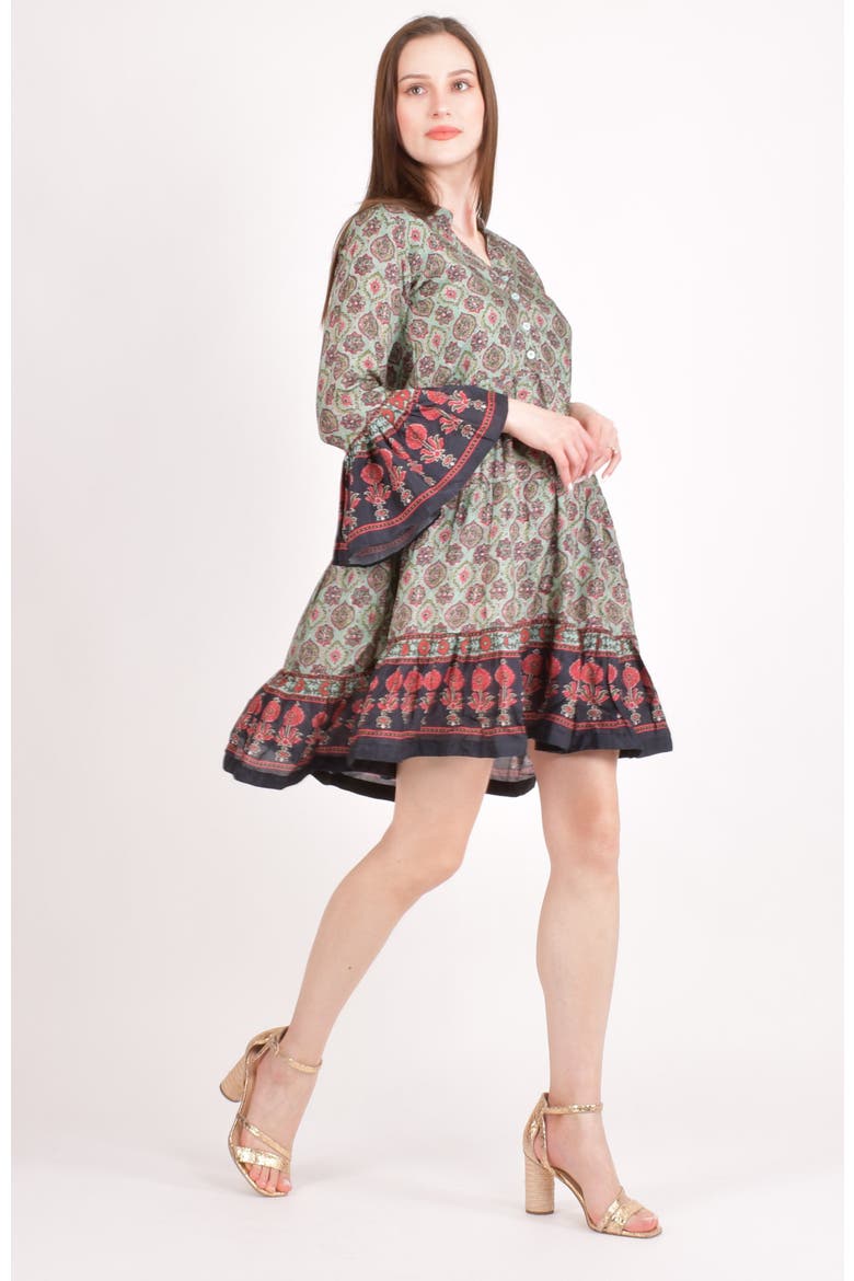 Juniper Ajrakh Print Mini Dress, Alternate, color, Green