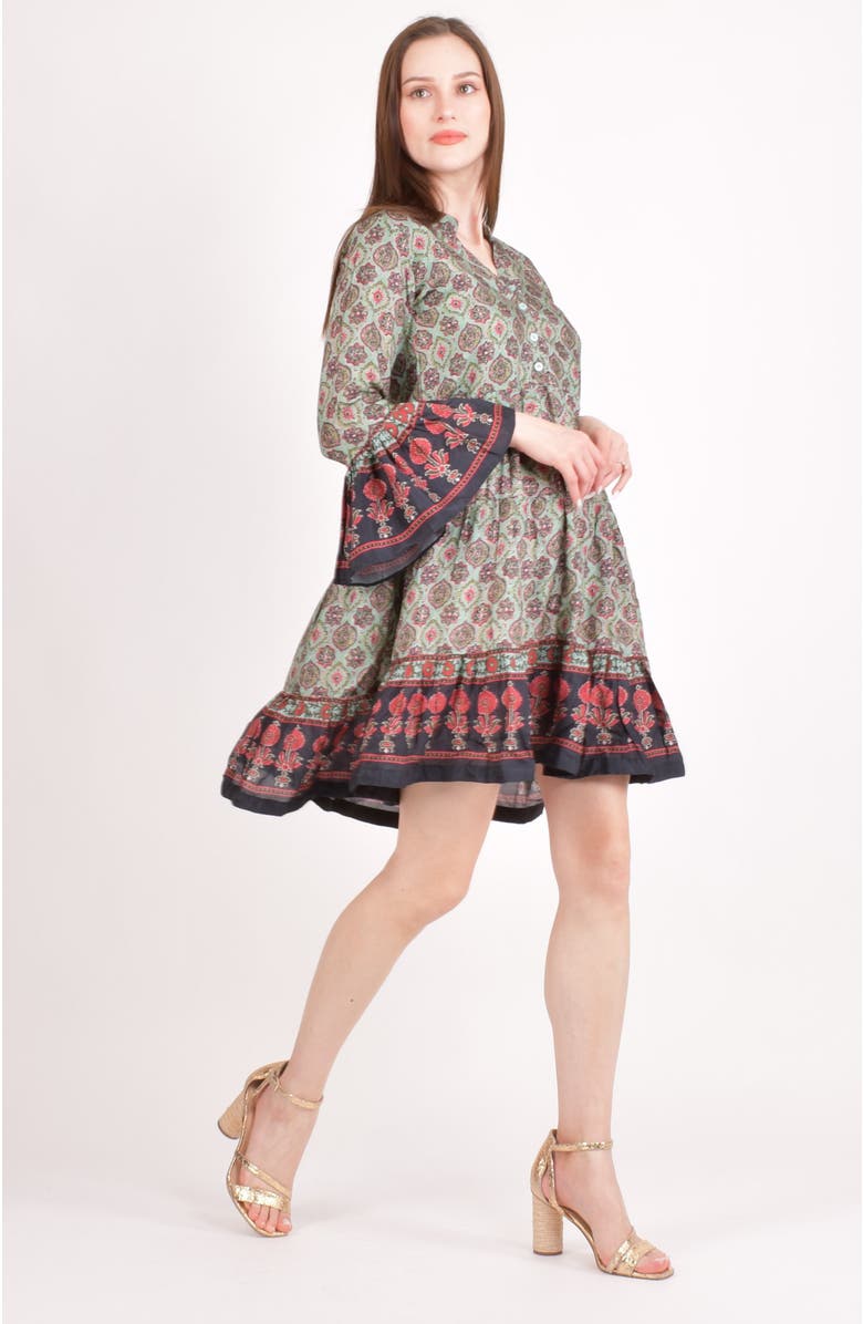 RAAS Juniper Ajrakh Print Mini Dress, Alternate, color, Green