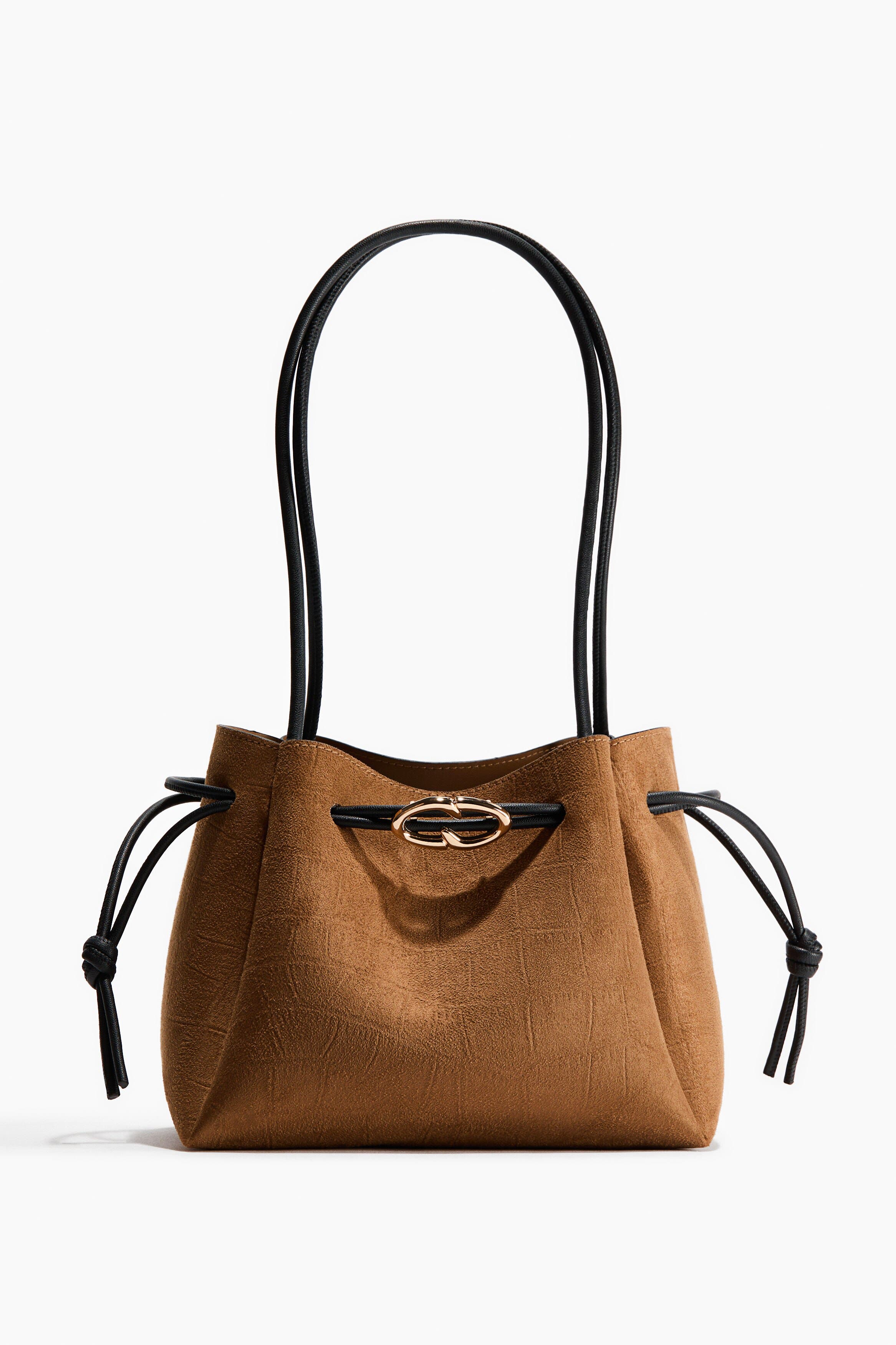 H&M Drawstring-detail Shoulder Bag, Alternate, color, Brown