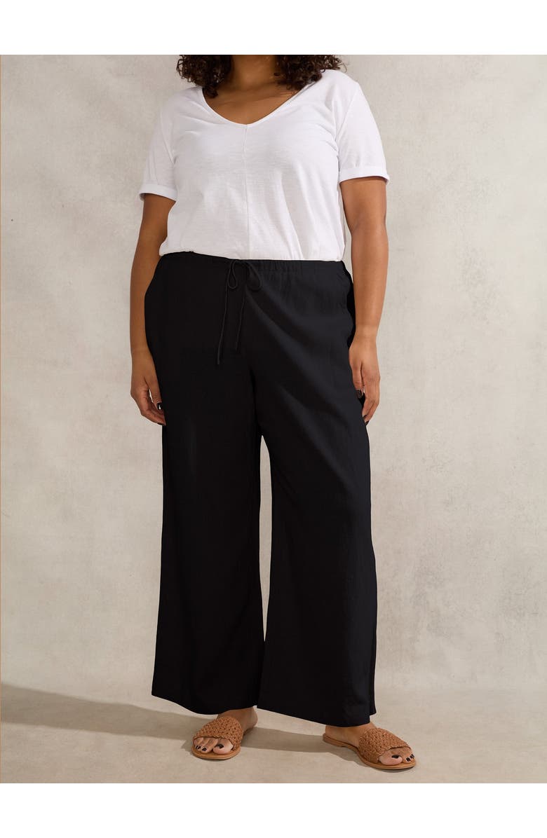 Live Unlimited Linen Full Length Drawstring Pants, Main, color, Black